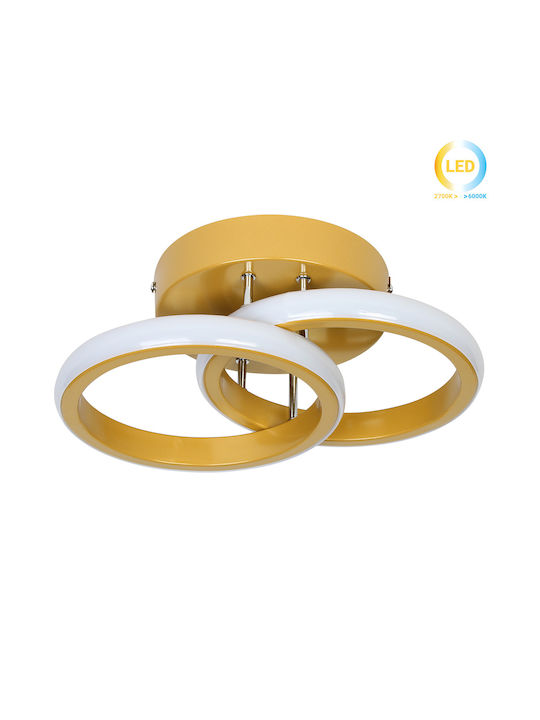 Keskor Μοντέρνα Πλαφονιέρα Οροφής με Ενσωματωμένο LED σε Χρυσό χρώμα 24εκ.