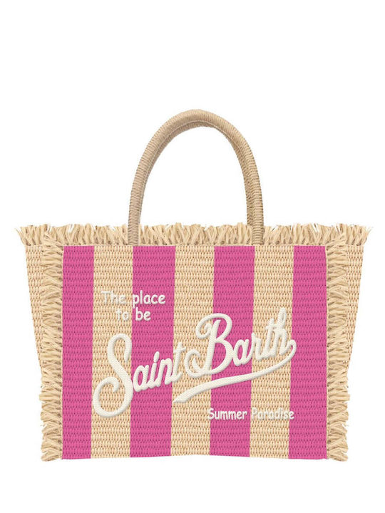 MC2 Straw Beach Bag Beige with Stripes