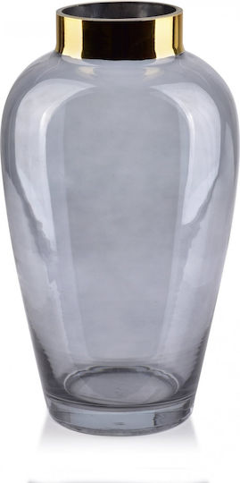 Mondex Βάζο Γυάλινο Γκρι 15xΥ27cm