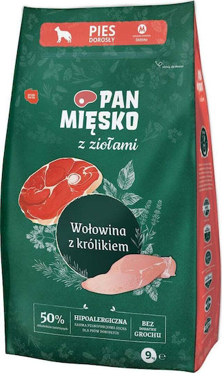 Pan Miesko 9kg Dry Food Grain-Free & Gluten-Free for Adult Dogs with Lamb, Pork, Beef, Rabbit, Rabbit and Potatoes