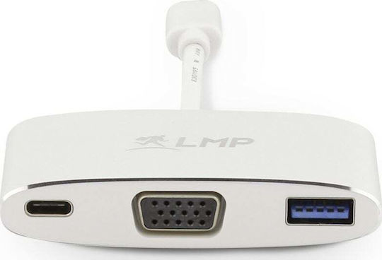 LMP USB-C Docking Station με 4K PD Λευκό (LMP-USBC-VGA-MA-S)