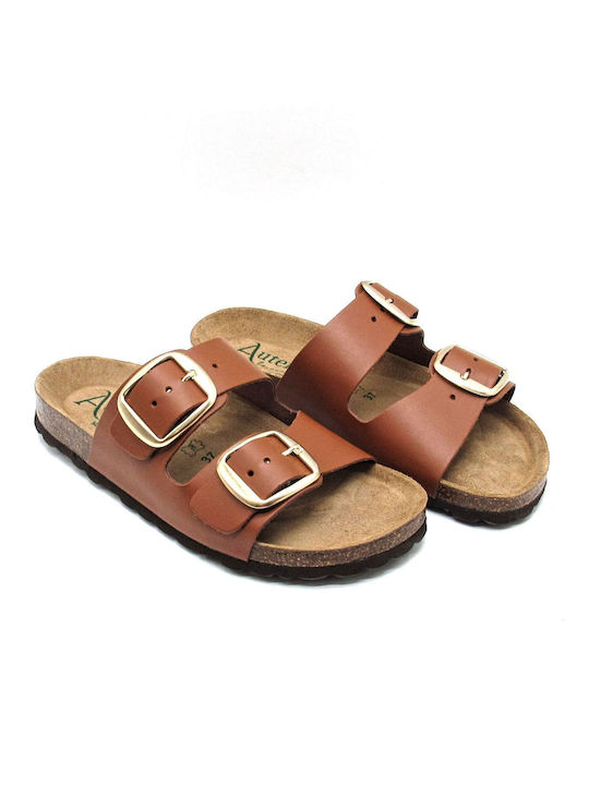 Women's Spanish Leather Sandals Auth P747 Tan