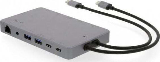LMP Docking Station με Διπλό USB-C HDMI/DisplayPort 4K PD Ethernet και σύνδεση 2 Οθονών Γκρι (LMP-USBC-DDOCK2-SG)