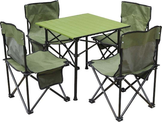 Royokamp Aluminum Table Set for Camping Foldable Green