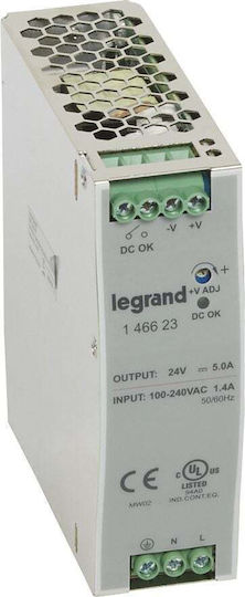 Legrand Τροφοδοτικό Ράγας με Έξοδο 24V και Ισχύ 120W 5A