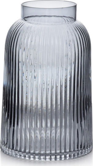 Mondex Διακοσμητικό Βάζο Γυάλινο Γκρι 15xΥ23cm