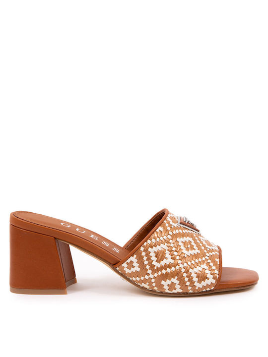 Guess Mules mit Absatz in Tabac Braun Farbe