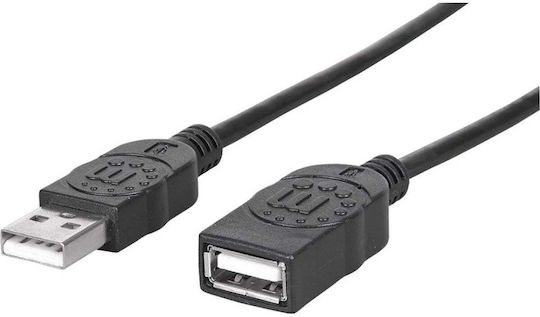 Usb-Kabelverlängerung Manhattan Usb 2.0 M F Typ A A 0,5 m Schwarz