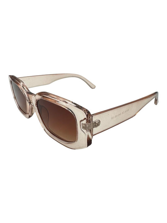 V-store Sunglasses with Transparent Plastic Frame and Brown Gradient Lens 5016BEIGE