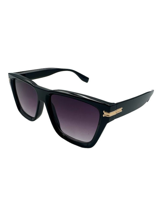 V-store Women's Sunglasses with Black Plastic Frame and Black Gradient Lens 6516BLACK