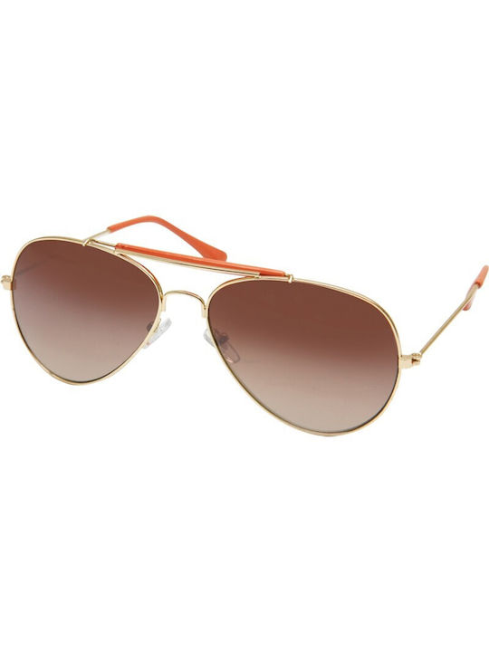 V-store Sunglasses with Gold Metal Frame and Brown Gradient Lens 28001ORANGE