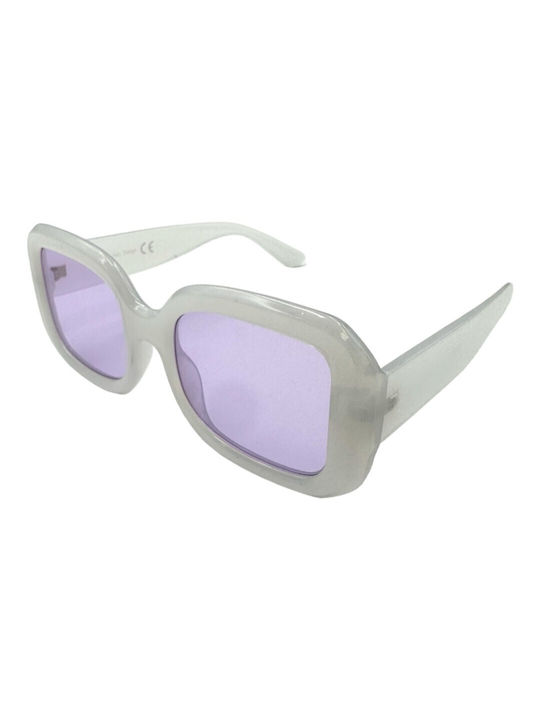 V-store Women's Sunglasses with Gray Plastic Frame and Purple Lens 229425WHITE