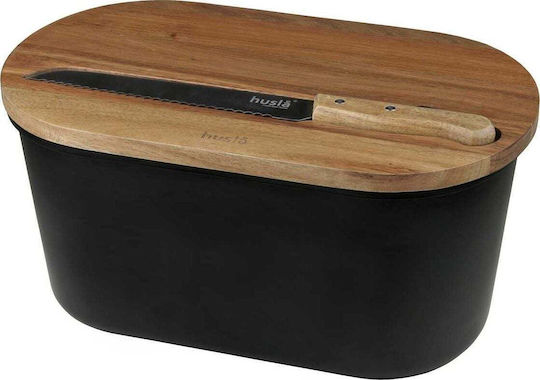 Husla Ψωμιέρα με Καπάκι Inox Γκρι 37.5x21.5cm