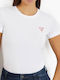 Guess Mini.triangle Women's Blouse Cotton with Straps & V Neckline Checked White
