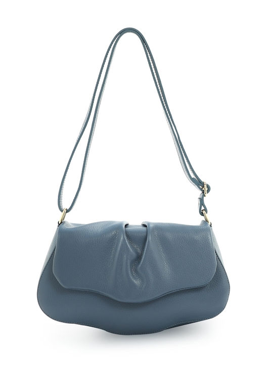 Leder Damentasche Schultertasche Blau