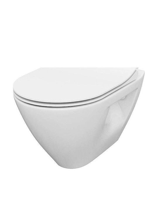 Cersanit Toaletă Montată Pe Perete Cu Capac Slim Duroplast Închidere Lentă Albă