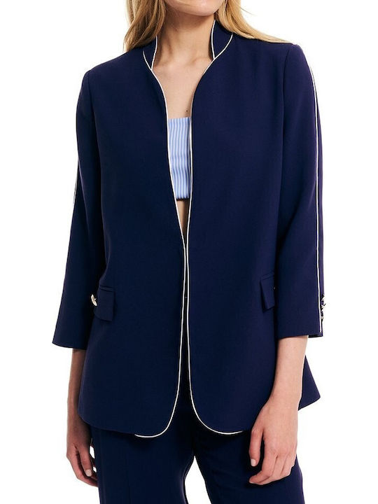 Forel Damen Krepp Blazer Marineblau