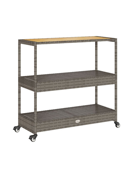 Tisch Bar für Außenbereich Rattan Trolley Grey 101x40x100cm