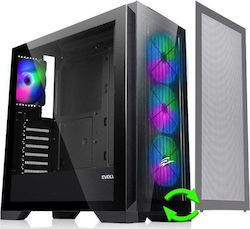 Evolveo Ptero Q2+ ARGB Midi Tower Computer Case with Window Panel Black