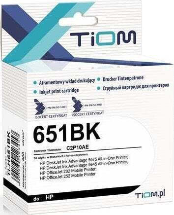 Tiom Συμβατό Μελάνι Εκτυπωτή InkJet HP HP 651BK 22ml Μαύρο 1τμχ