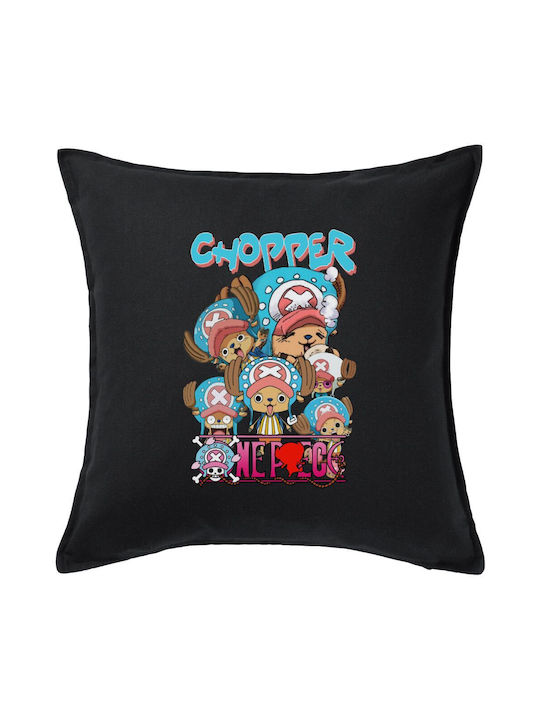Chopper One Piece Μαξιλάρι Καναπέ Μαύρο 100% Βαμβάκι Περιέχεται Γέμισμα 50x50cm