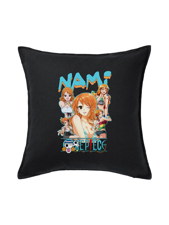 Nami One Piece Μαξιλάρι Καναπέ Μαύρο 100% Βαμβάκι Περιέχεται Γέμισμα 50x50cm