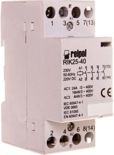 Relpol Ρελέ Ράγας Ισχύος 25A με Τάση 230V