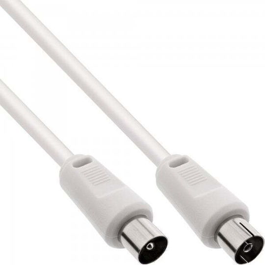 InLine Καλώδιο Κεραίας Coax male - Coax female Λευκό 1m (69401) 1τμχ