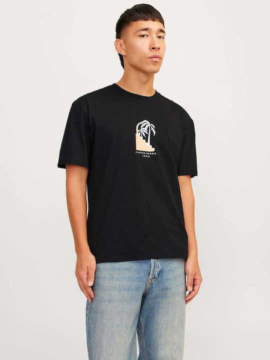 Jack & Jones T-shirt Bărbătesc cu Mânecă Scurtă Negru