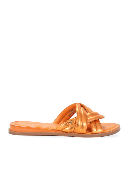 Mexx Leather Women's Flat Sandals in Orange Color
