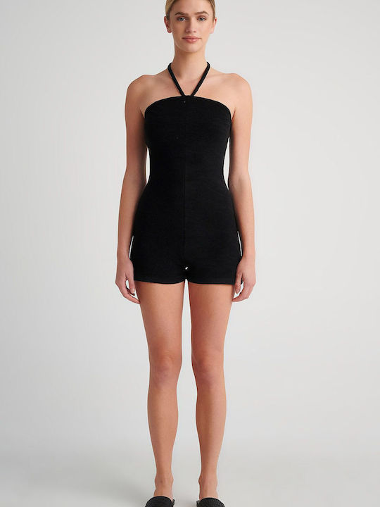 Strapless Short Overall Jumpsuit Black