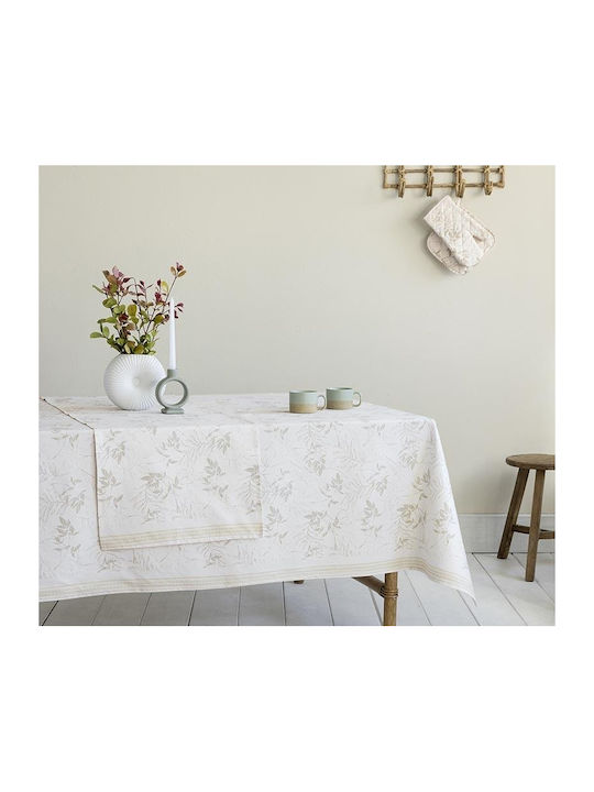 Nima Tablecloth Cotton Foliage Beige 150x220cm 33567