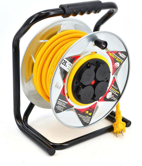 AWTools Waterproof Extension Reel Cord 3 x 1.5mm²/25m Yellow