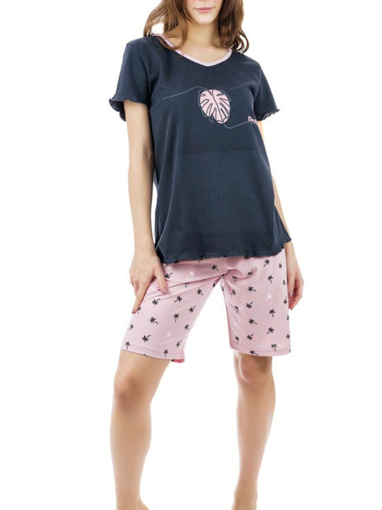 Dustin Summer Women's Pyjama Set Cotton Anthracite