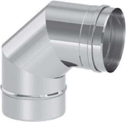 Colțar Conector de Coș de Fum Inox 130mm Argint