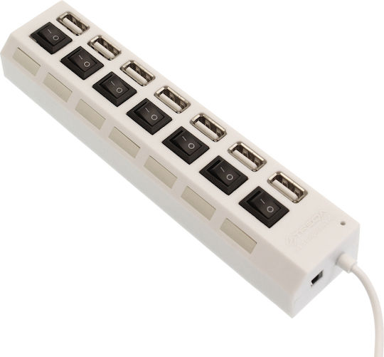 Treqa Hub 7 Θυρών USB 2.0 με σύνδεση USB-A Λευκό