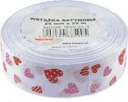 Banda de satin cu inimioare Brewis 25 mm, culoa...