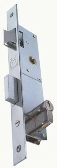 Domus Recessed Lock with Cylinder and Center 35mm Silver Right