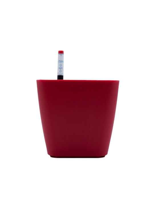 Πλαστική Γλάστρα Αυτοποτιζόμενη σε Τετράγωνο Σχήμα 13.5x12cm Κόκκινη 02.01.01-0016-RED