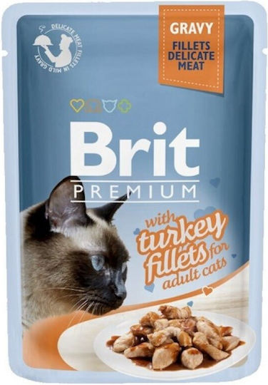Brit Premium Wet Cat Food for Elderly Cats in Pouches with Turkey Gluten Free 85gr