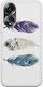 Blue Purple White Feathers Back Cover Silicone Multicolour (Oppo A78 5G)