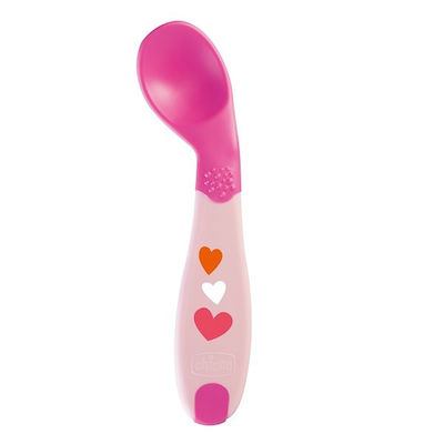 Chicco Baby Spoon 16100-10 made of Silicone for 8+ months Pink