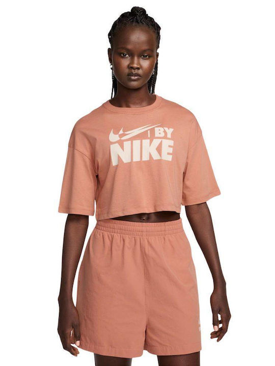 Nike Womens Feminin Sport Crop Tricou Terra Blush