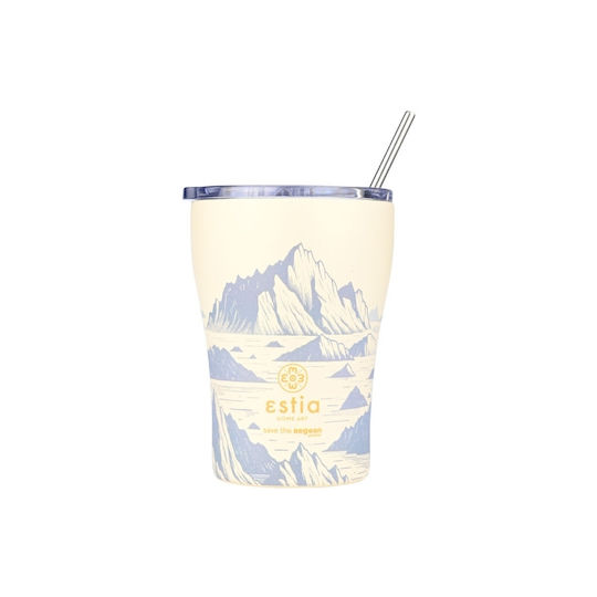 Estia Cană de Cafea Save The Aegean Pahar Termos Reciclabil din Oțel Inoxidabil Fără BPA 350 ml Alpine Essence cu Pai