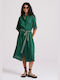 Funky Buddha Midi Shirt Dress Dress Green