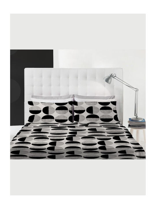 Amo La Casa Sheet Sets Queen with Elastic 170x200cm. Henke Black/Grey 4pcs