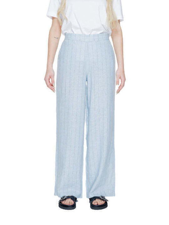 Vero Moda Women's Linen Trousers Light Blue