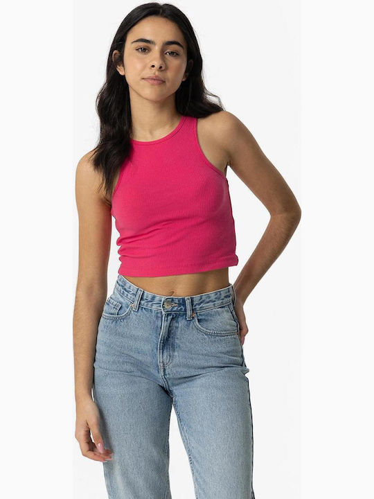 Kids' Crop Top Sleeveless Fucshia