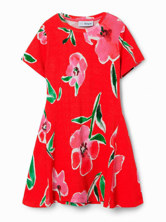 Belisa Rochie De Fete Mâneca Scurtă Floral Roșie
