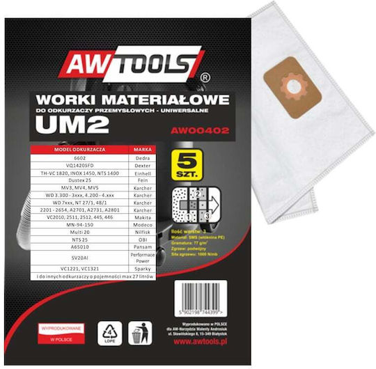 AWTools Σακούλες Σκούπας 5τμχ Συμβατή με Σκούπα Makita